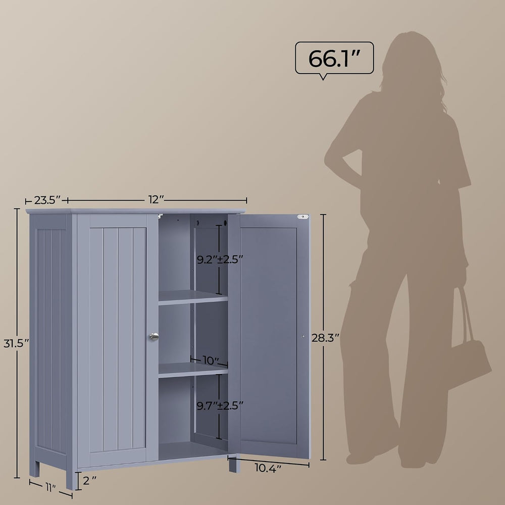 Yaheetech Small Bathroom Storage Cabinet for Towels with 2 Doors, Gray