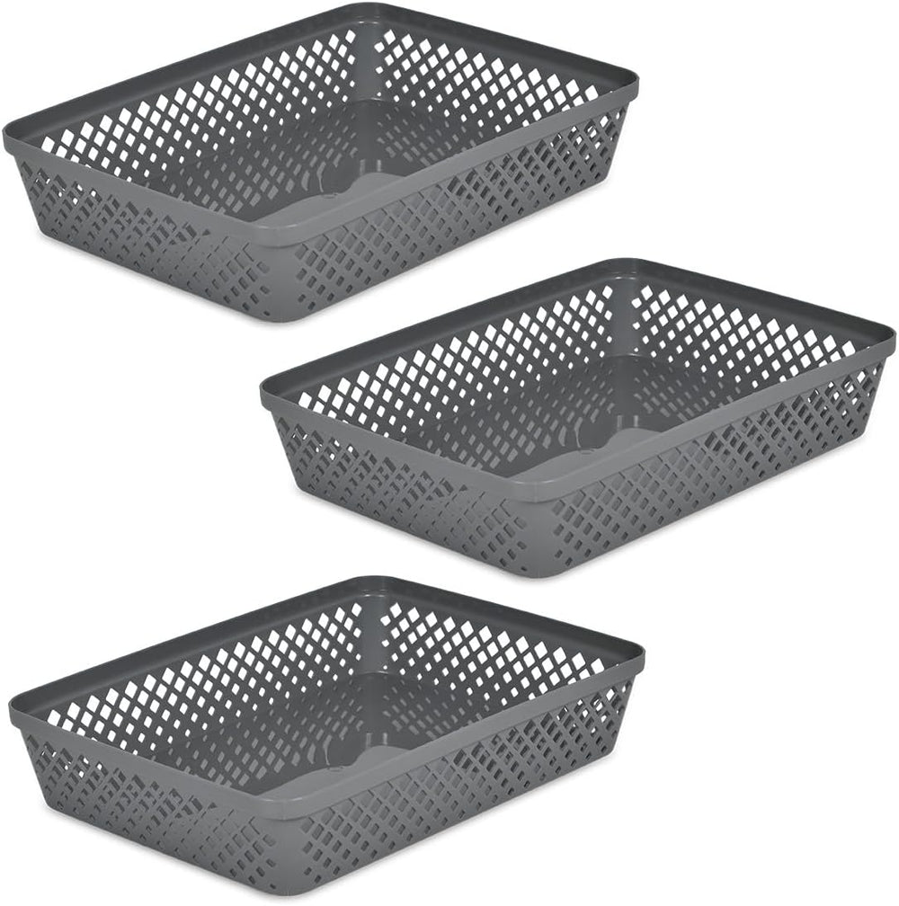 Glad Plastic Storage Basket Set - Multipurpose Drawer Trays, Kitchen Pantry C...