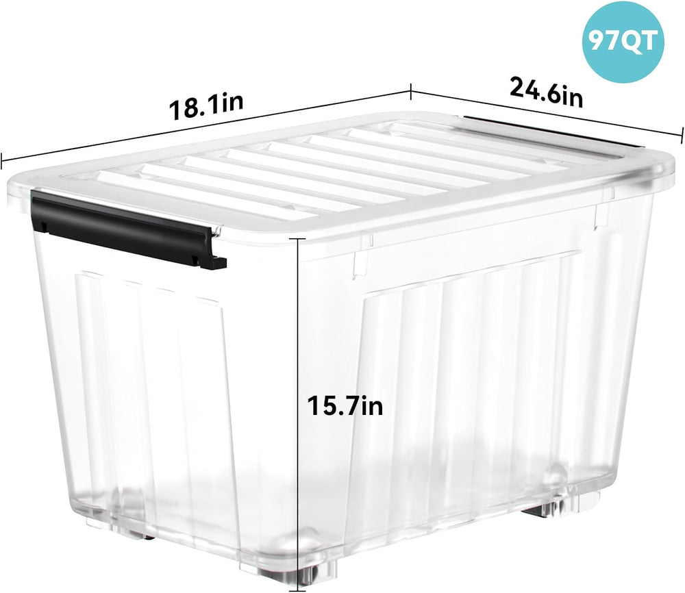 Nazhura 97Quart Plastic Storage Bin, Stackable and Nestable Storage Boxes wit...