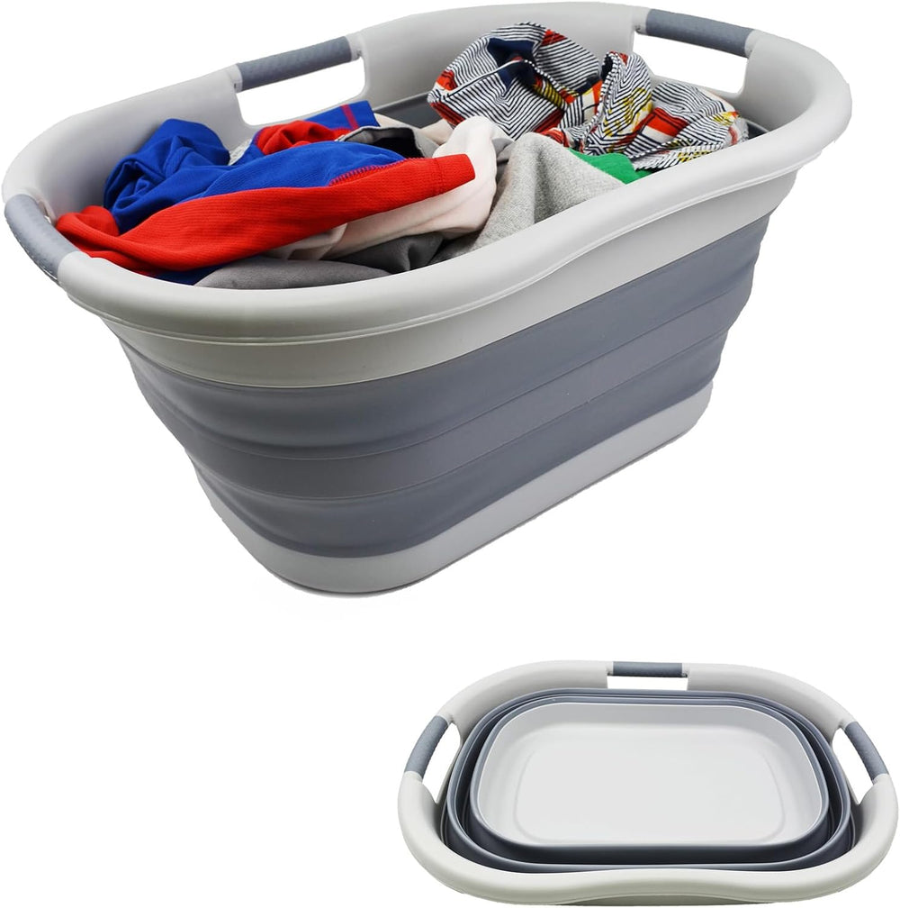 SAMMART 40L (10.5 gallon) Collapsible Plastic Laundry Basket - Foldable Pop U...