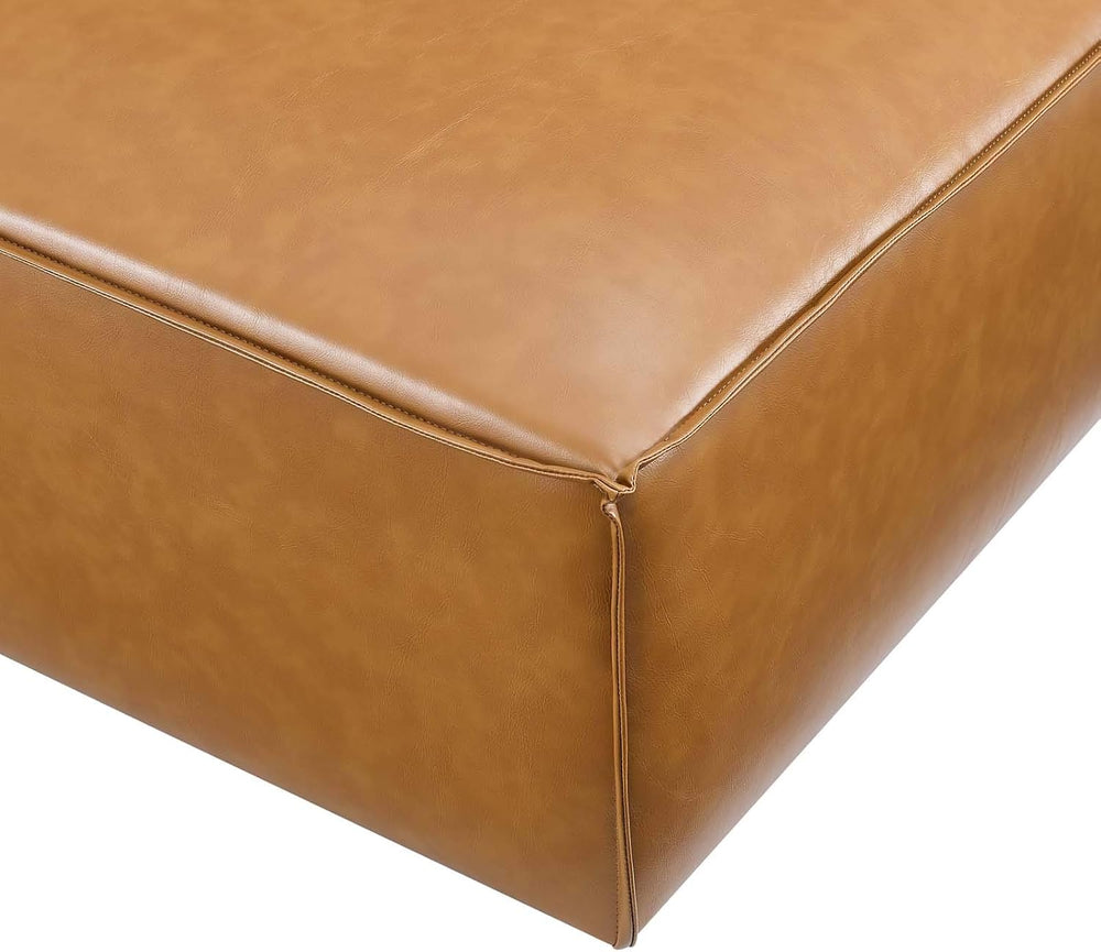 Modway Restore Vegan Leather Sectional Sofa Ottoman in Tan