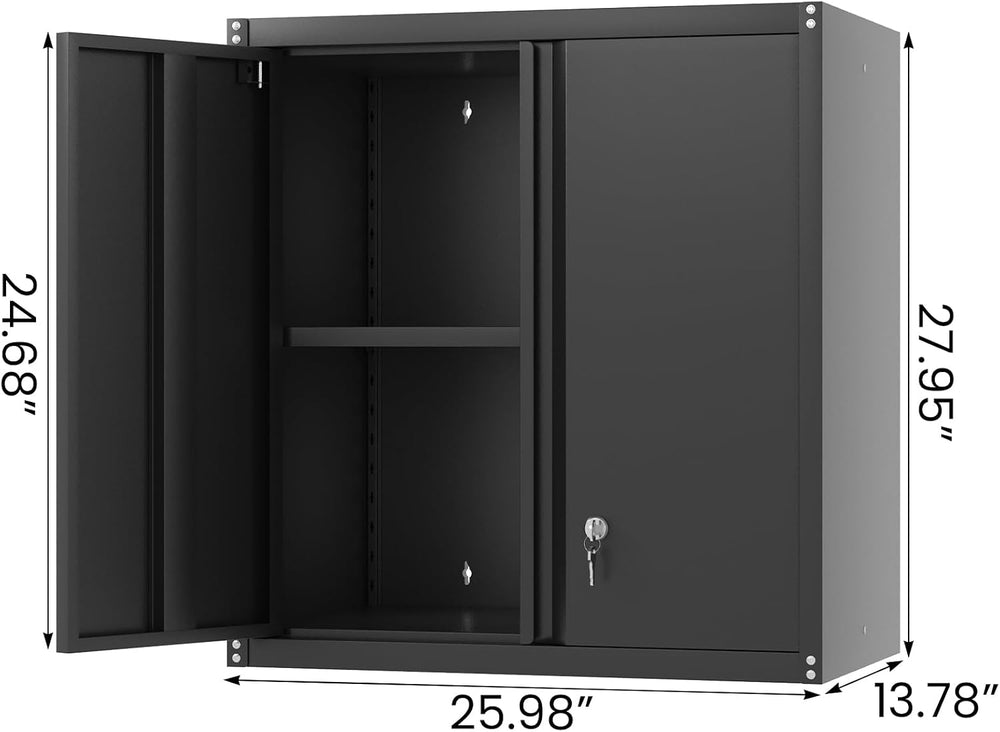 LUCYPAL Garage Storage Cabinet,27.95" H Metal Wall Cabinet with Locking ...