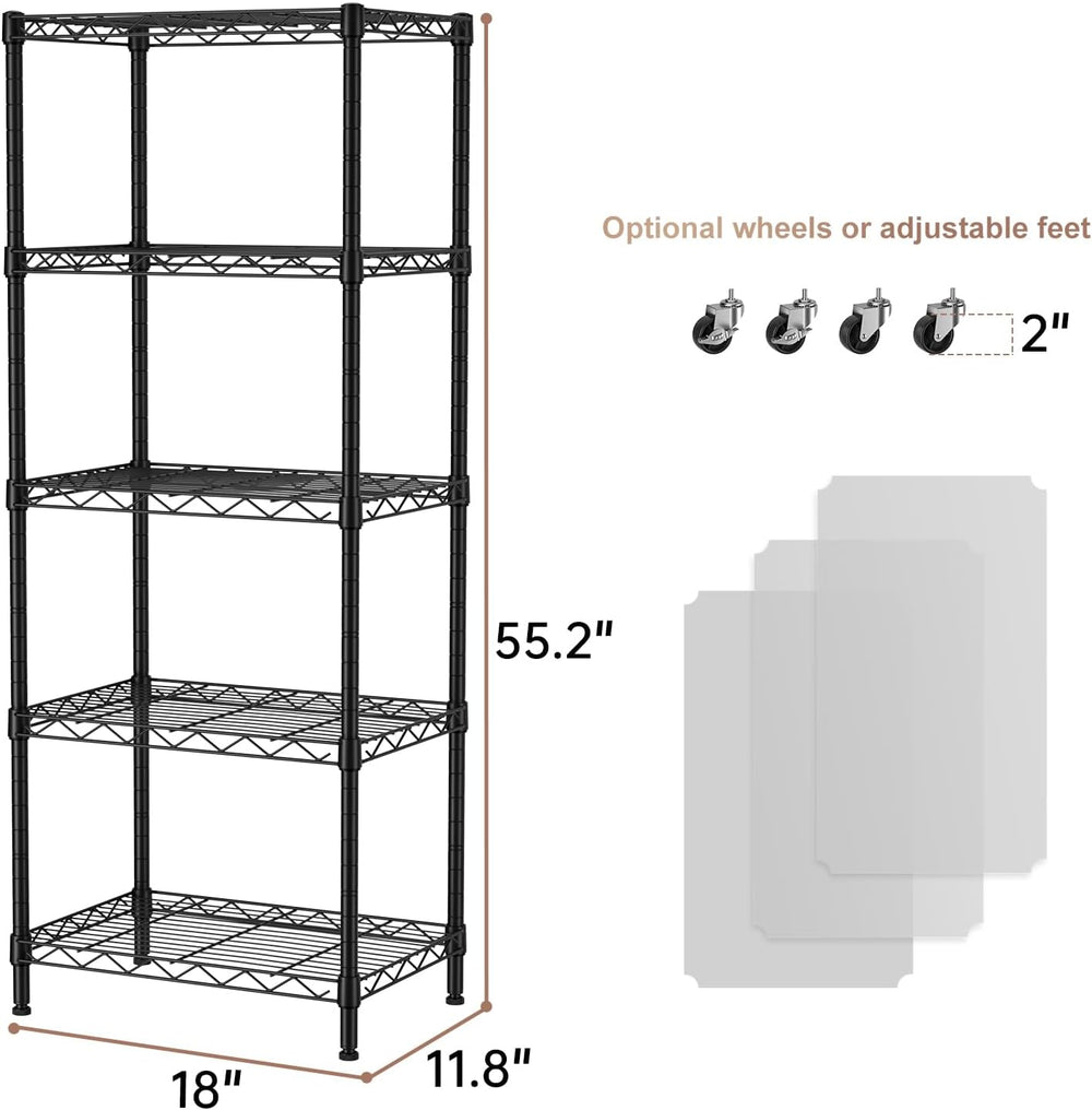 SINGAYE Small Wire 5 Adjustable Shelves Pantry Metal Shelf Floor Organizer