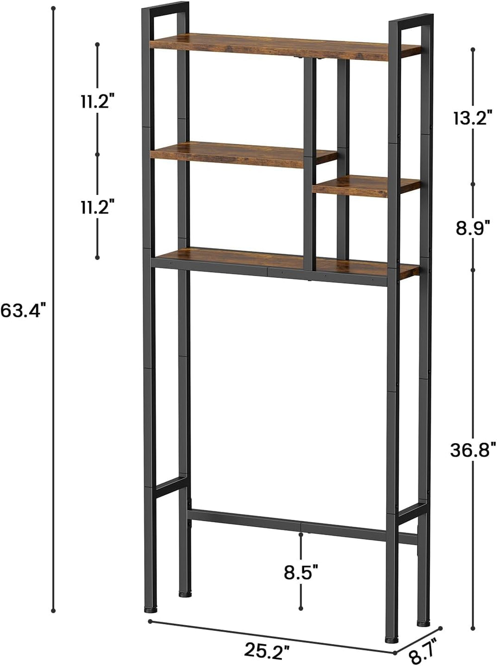 Over-The-Toilet Storage Rack, 3-Tier Bathroom Shelves Over Toilet