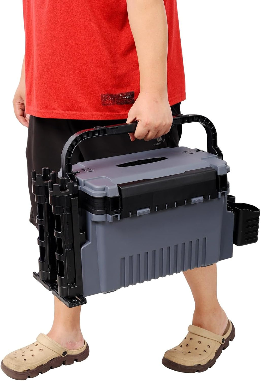 Dual-layer Fishing Tackle Box, Portable Tackle Storage Box Organizer with 2 R...