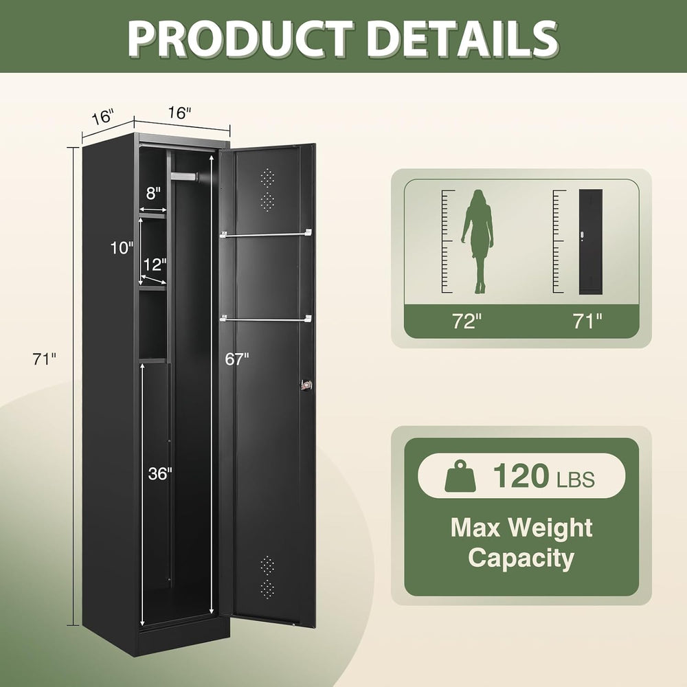 Letaya Broom Closet Storage Cabinet,Metal Cleaning Supply Tool Cabinet,Utilit...