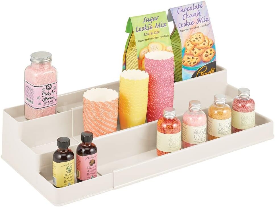 mDesign Medium Plastic Adjustable, Expandable Kitchen Cabinet, Pantry, Shelf ...