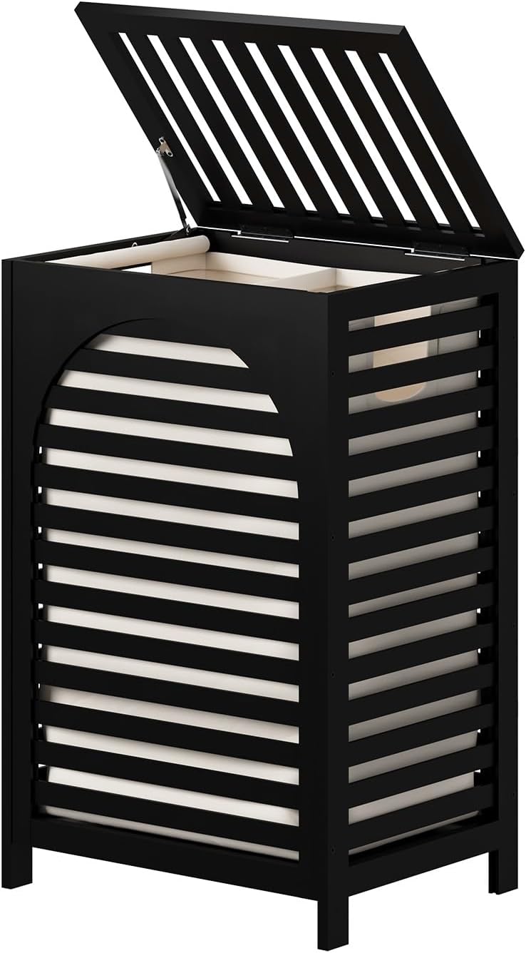 Laundry Hamper, 22.5 Gallon (85L) Bamboo Wood Clothes Laundry Basket with Lid...