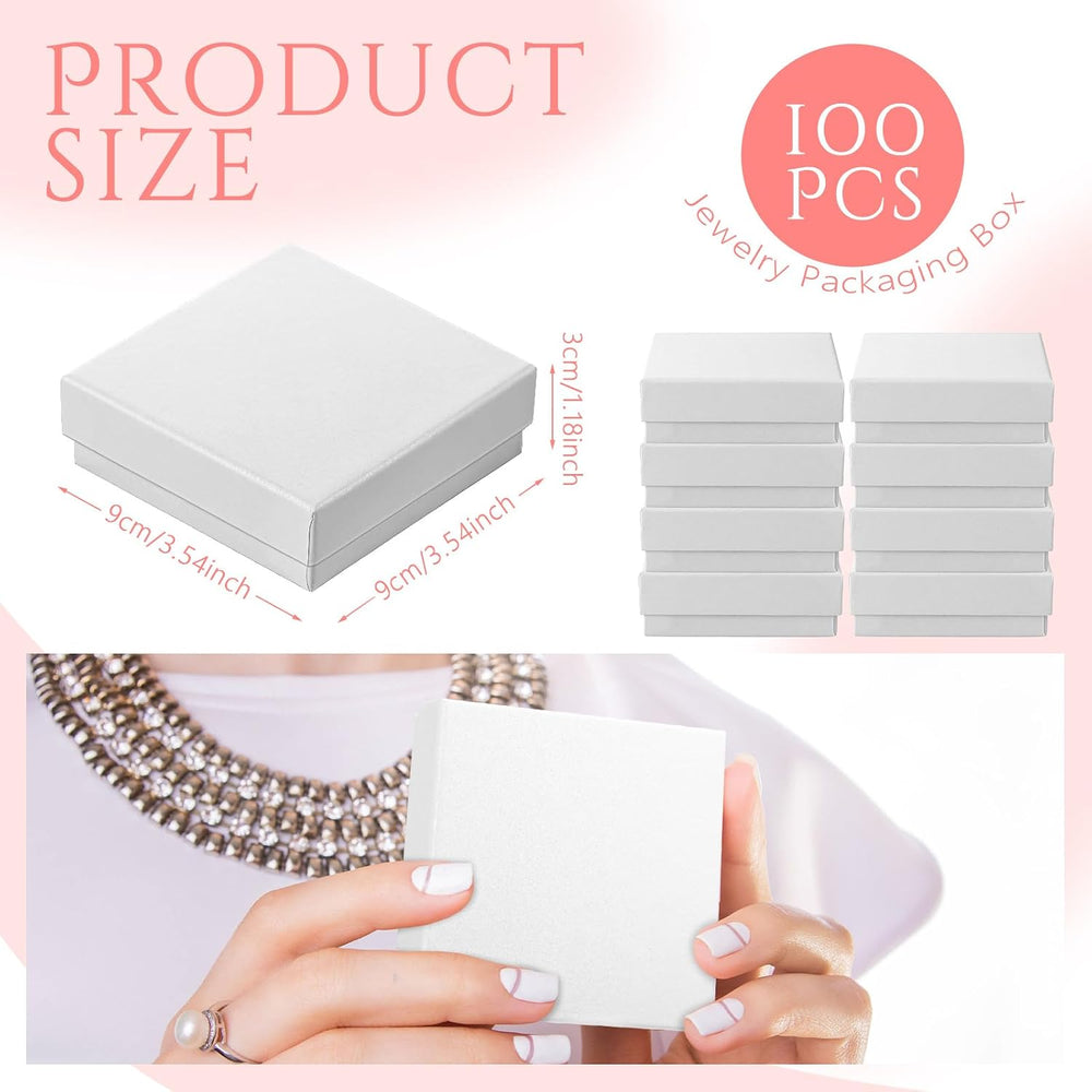 Tenceur 100 Pcs Jewelry Gift Boxes 3.5 x 3.5 x 1 Inch Cardboard Jewelry Boxes...