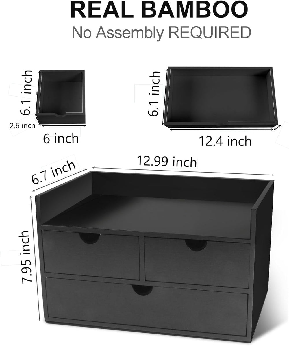 Charmewooden Bamboo Desk Organizer With Drawers Countertop Drawers Counter St...