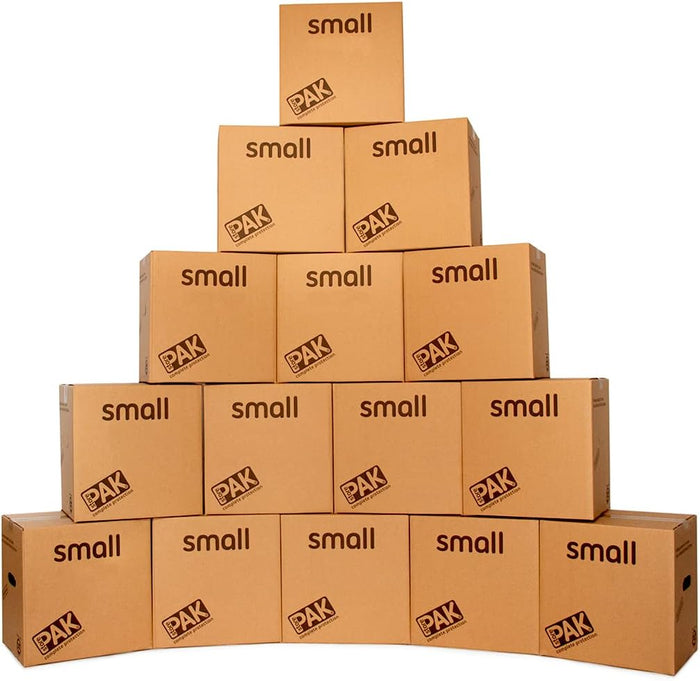 StorePAK 15 Strong Cardboard Boxes with Carry Handles - 31 Litres, 100% Recycled & Recyclable - Perfect for Storage, Shipping, Packing, & Moving House (Pack of 15)