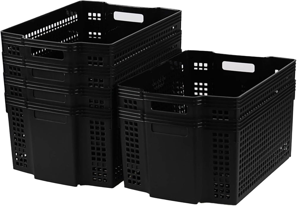 Ramddy 6 Pack Stackable Laundry Storage Basket Bin, Black Organizer Baskets