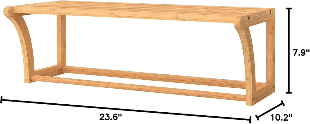 ClosetMaid Bamboo Wall Shelf with Towel Bar, Wall Mount Storage Shelves, Orga...