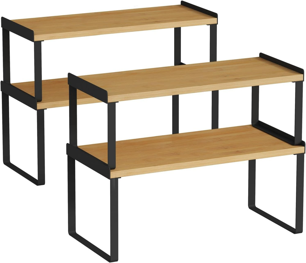 Goozii Kitchen Cabinet Shelf Organizer Set of 4, Stackable Cabinet Shelves Ri...