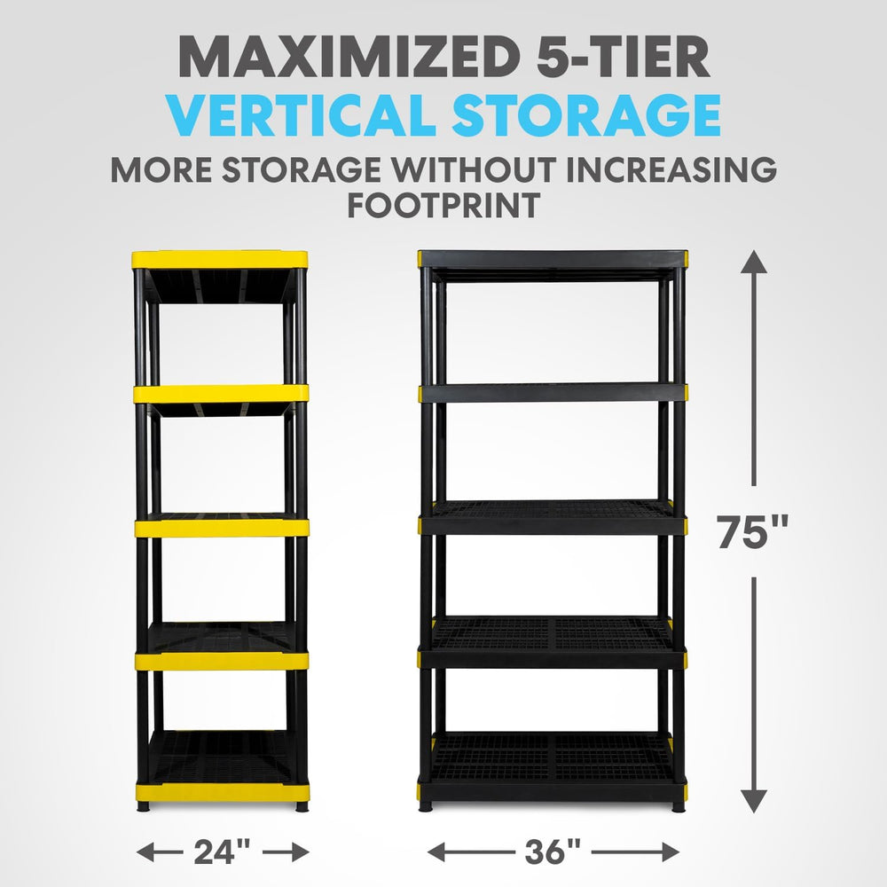 Simpli-Magic 5-Tier Heavy Duty Plastic Storage Shelving Unit, Garage & Ou...