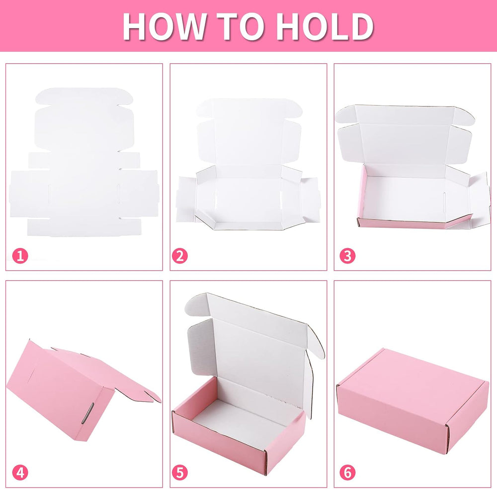 Spakon 50 Packs Shipping Boxes, Cardboard, Pink, 9 x 6 x 2.36 Inches