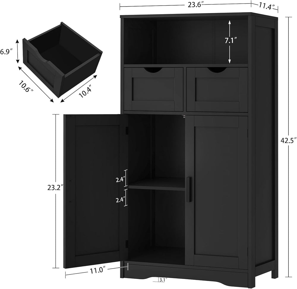 Iwell Bathroom Storage Cabinet with 2 Drawers, Small Kitchen Pantry Cabinet