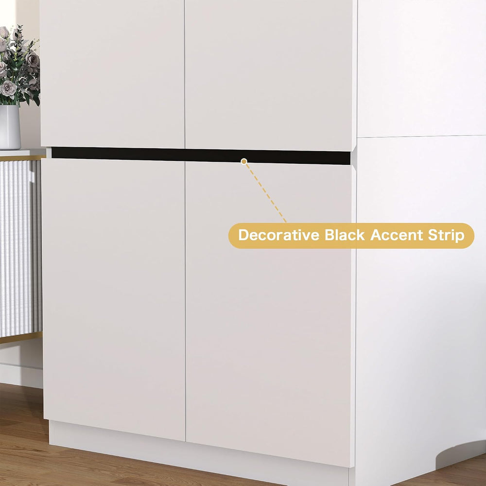 White Armoire Wardrobe Closet with 4 Doors: 75" H x 63" W