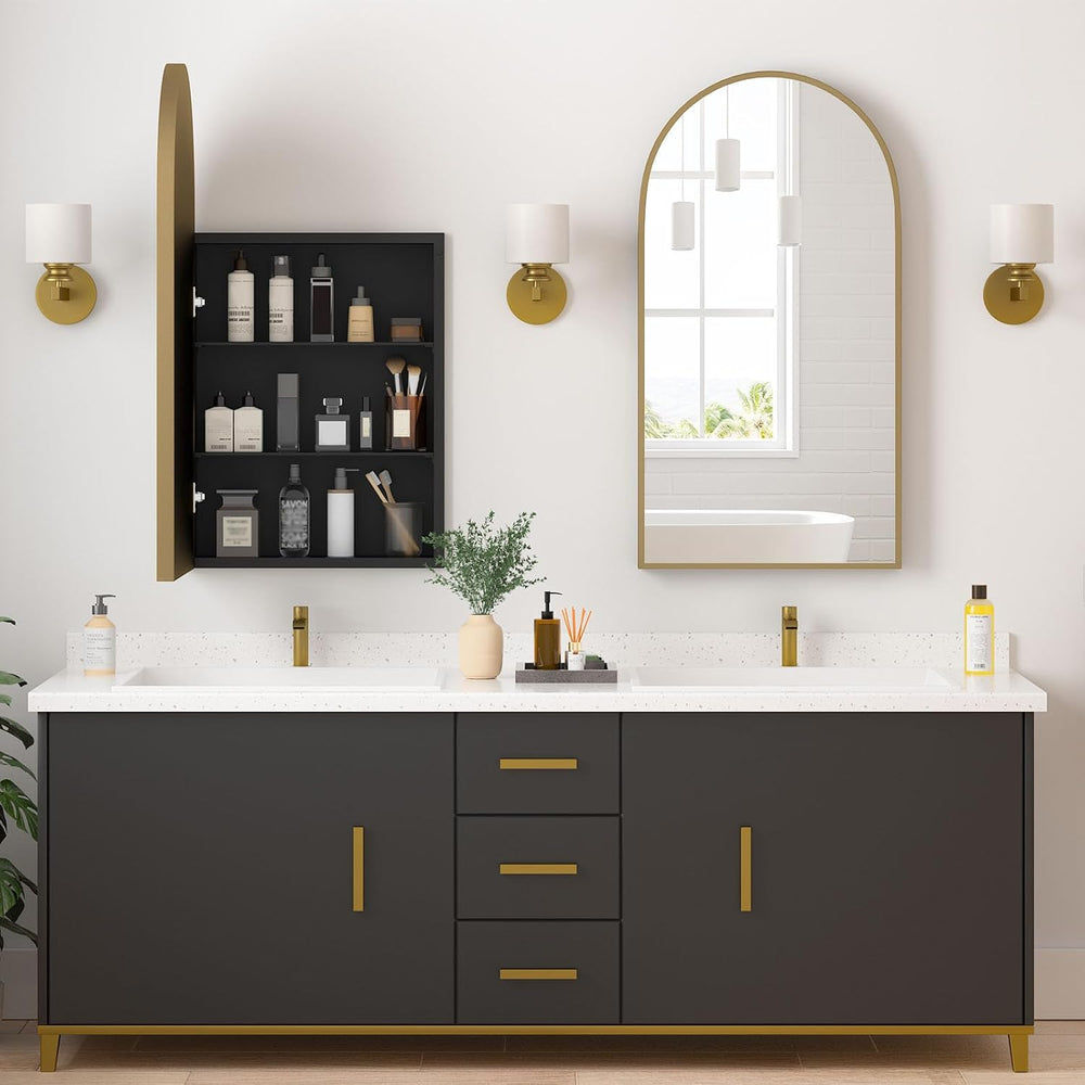 Medicine Cabinets for Bathroom, Gold Arched Medicine Cabinet Recessed or Surf...