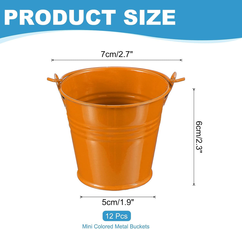 PATIKIL 2.7"x2.3" Small Metal Buckets with Handle, 12 Pcs Mini Galv...