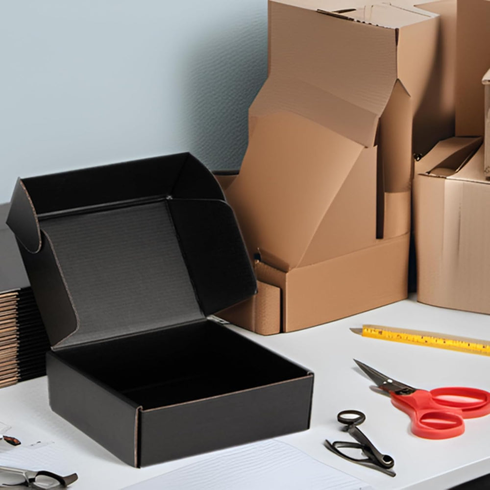 10x10x3 Black Shipping Boxes for Small Business, Packing, 25 Pack