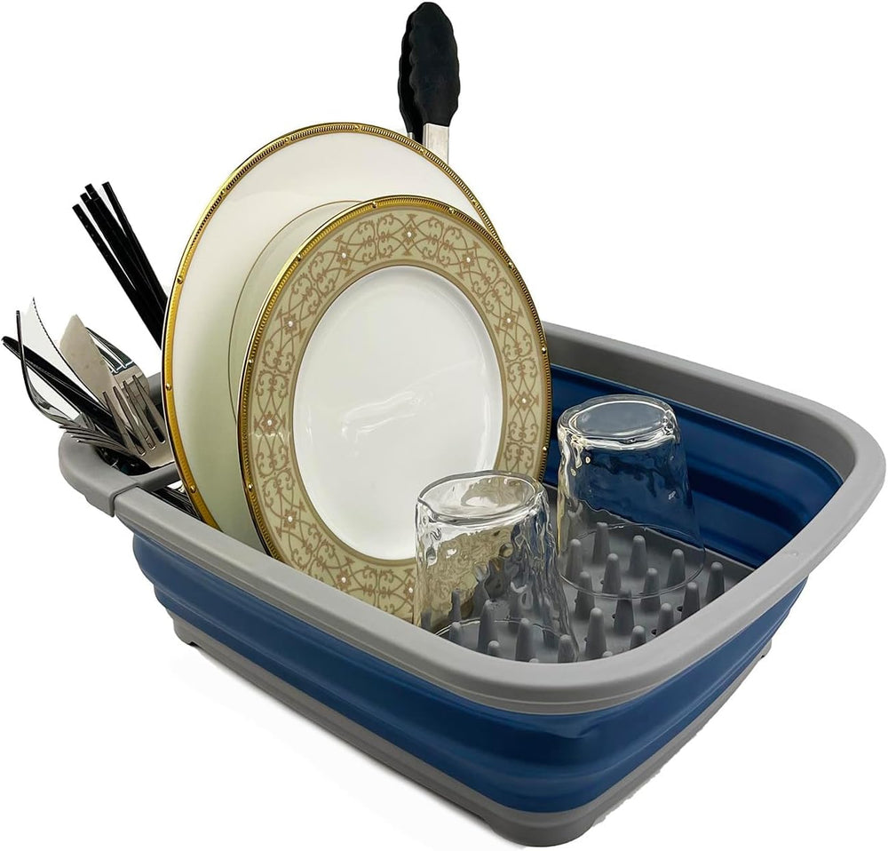 SAMMART 8L (2.11Gallons) Collapsible Plastic Dish Drainer - Foldable Drying R...