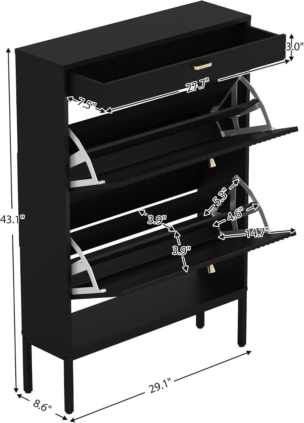 XIAO WEI Shoe Cabinet, Shoe Storage Organizer Cabinet with 2 Flip Wavy Line D...