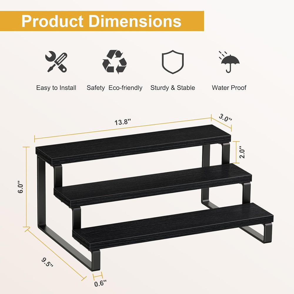 Giikin 3 Tier Spice Rack, Set of 2 Wooden Spice Rack for Countertop, Cabinet ...