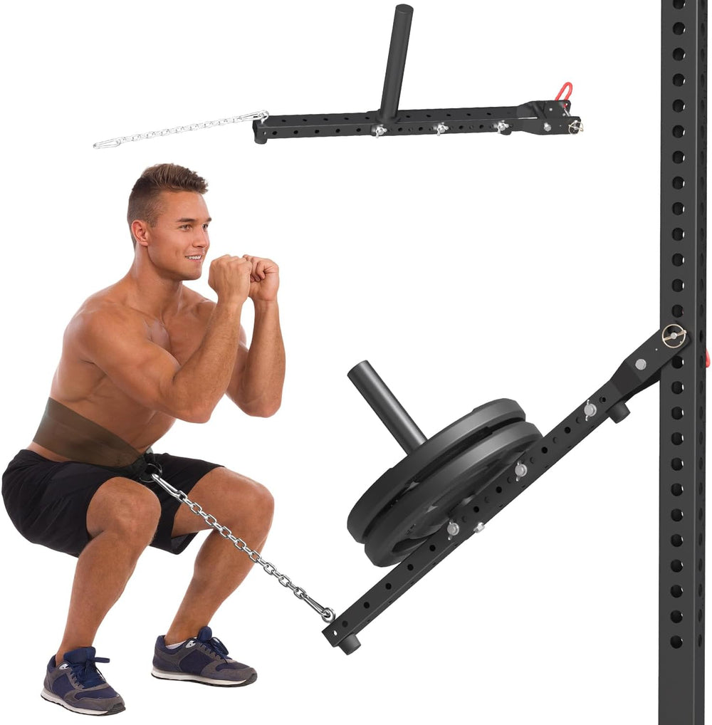 Adjustable Length Belt Squat Attachment for All Power Racks