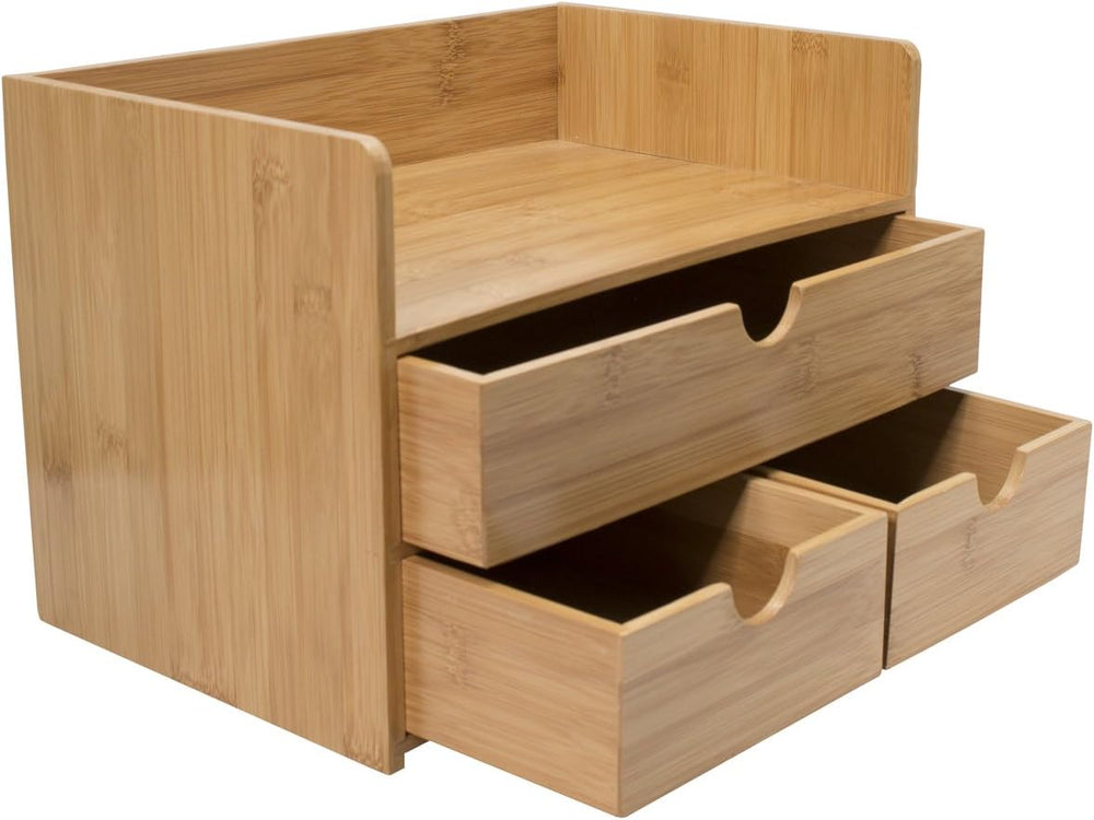 Sorbus Bamboo Desk Organizer - 3-Tier 100% Bamboo Desktop Organizers – Mini B...