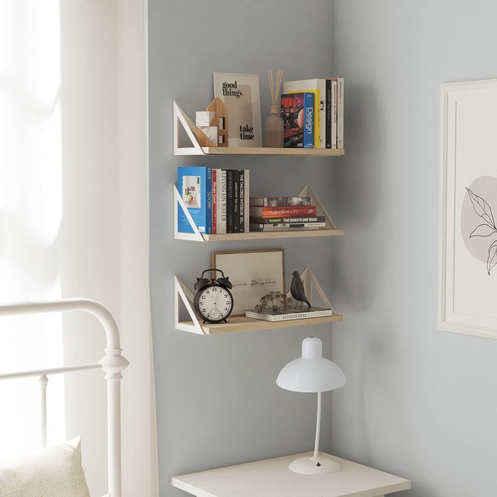 Wallniture Minori Floating Shelves for Wall Storage, Floating Bookshelf Set o...
