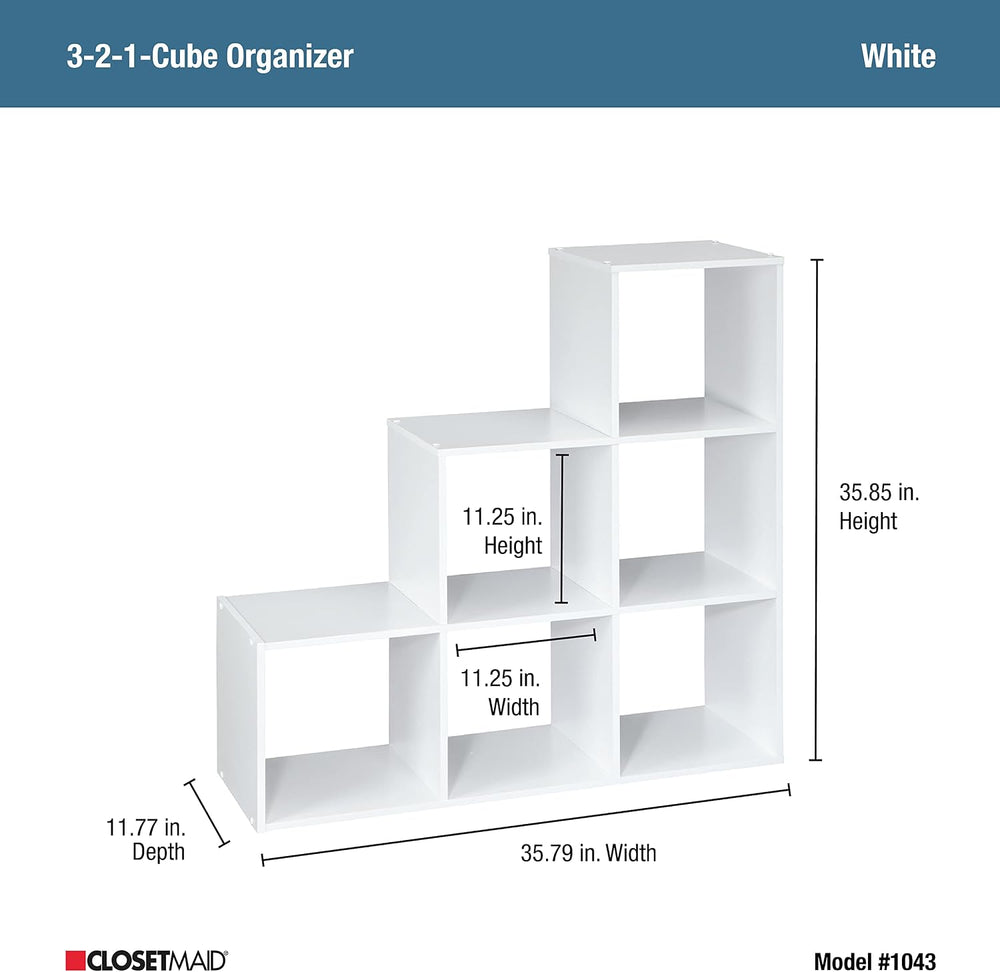 ClosetMaid Cubeicals 3-2-1 Cube Storage Shelf Organizer Bookshelf, 3 Tier, St...