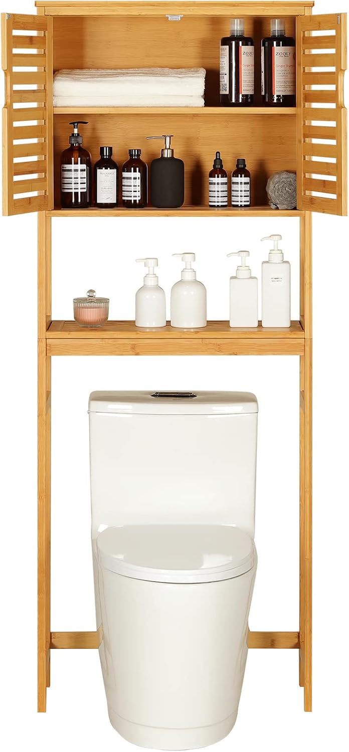 VIAGDO Over The Toilet Storage Cabinet, Tall Bathroom Cabinet Organizer with ...