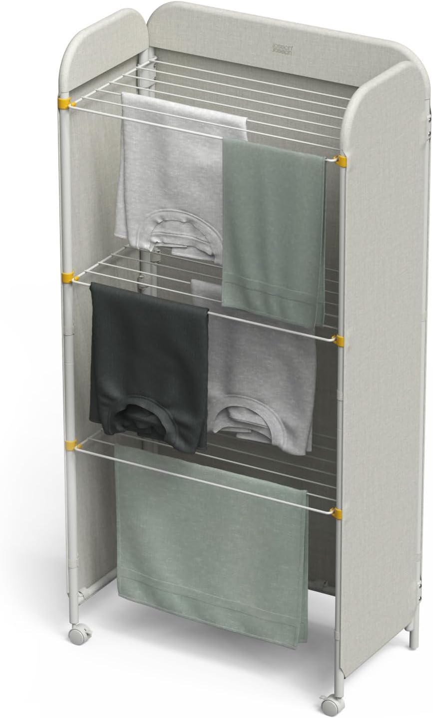 Joseph Joseph Eclipse 3-Tier Adjustable Laundry Drying Rack, Integrated Fabri...