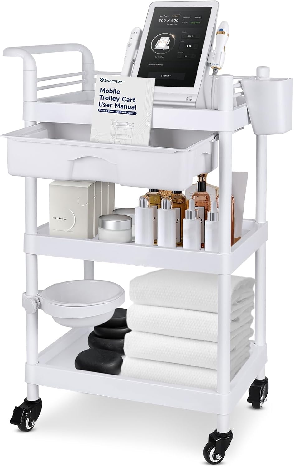 Medical Carts with Wheels 3-Tier Mobile Trolley Cart 100 LBS Max Load Medical...