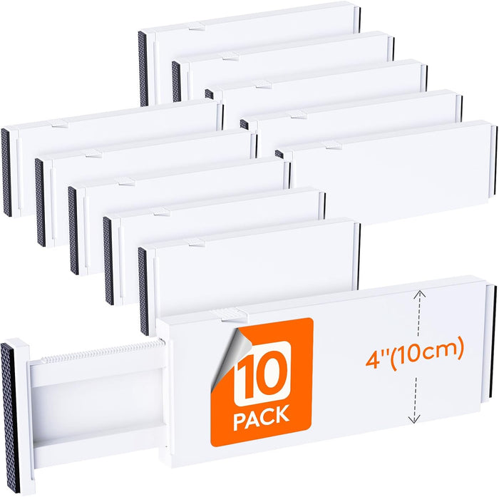 Lifewit 10 Pack Drawer Dividers 4" High, 11-17" Adjustable Dresser Drawer