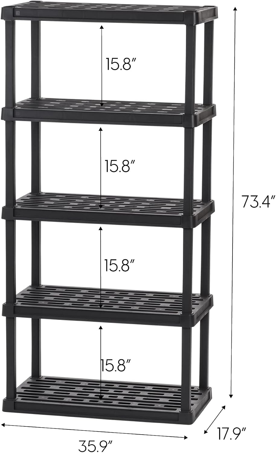 Bundle of IRIS USA 5-Shelf Heavy Duty Plastic Storage Shelves, Black + IRIS U...