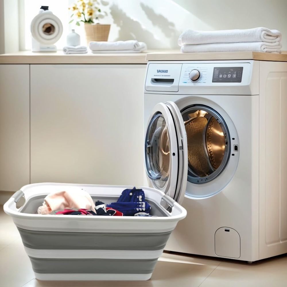 SAMMART 42L Set of 2 Collapsible Plastic Laundry Basket - Foldable Pop Up Sto...