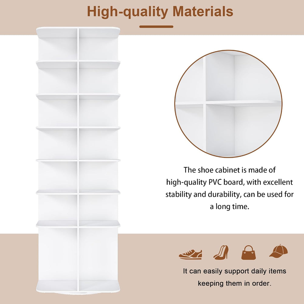7-Tier Rotating Shoe Rack Tower, 360° Spinning Shoe Organizer for Closet, Fre...