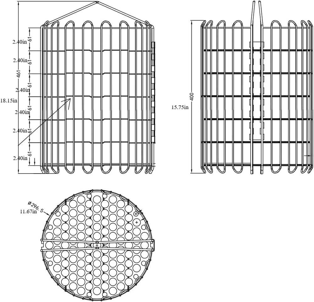 Quality Industries 15.75in Stainless Steel Clamshell Basket Wire Organizer