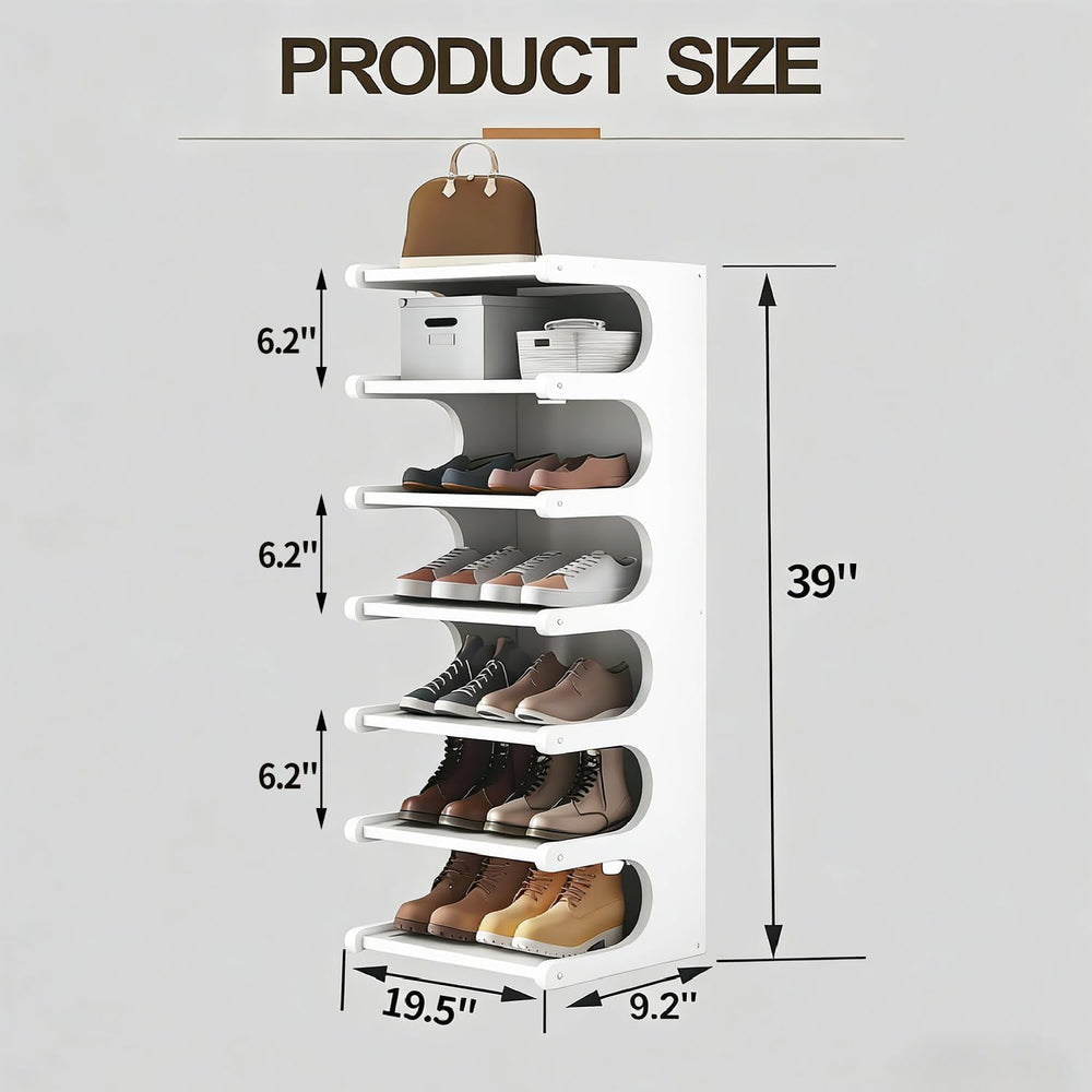 39" Bamboo Shoe Rack - Vertical Shoe Organizer Rack for Small Space, Nar...