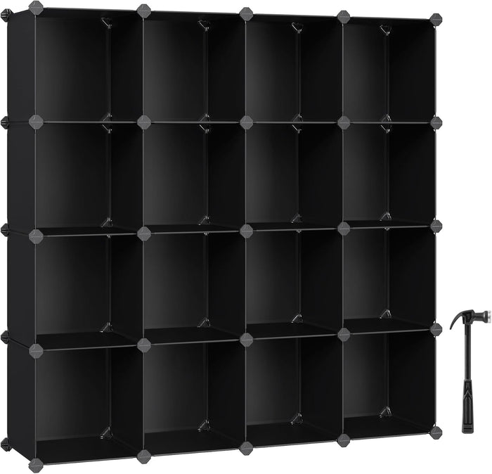 SONGMICS 16 Cube Storage Organizer，Plastic stackable cube shelf