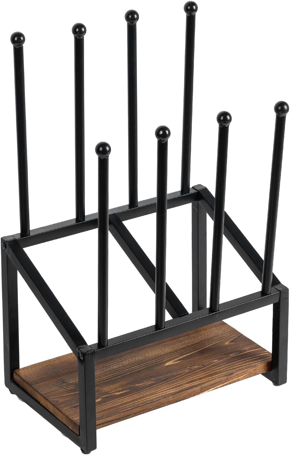 MyGift Industrial Metal & Burnt Wood 4-Pair Boot Rack with Shoe Shelf - F...