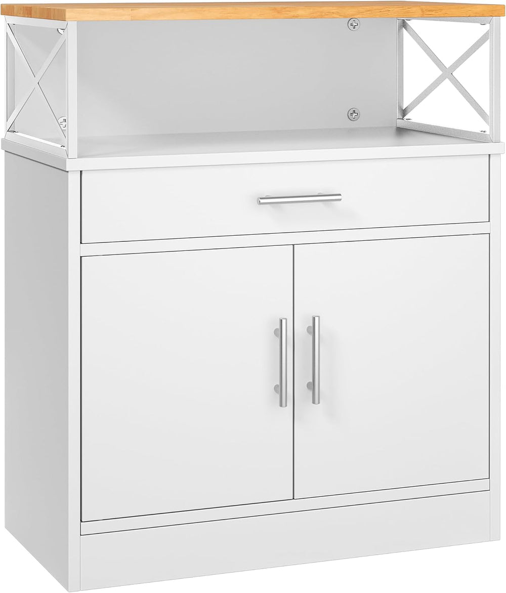 Shintenchi Kitchen Buffet Cabinet, Farmhouse Storage Cabinet, White