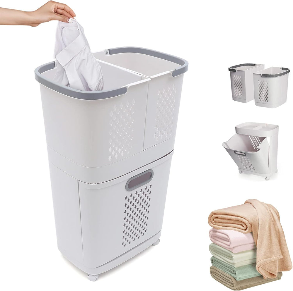 Laundry Basket Multipurpose Sorter Basket with Wheel Rolling Laundry Sorter H...