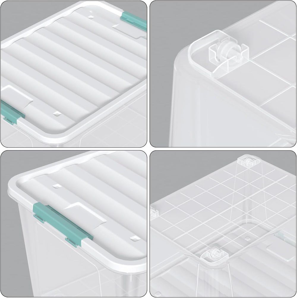 85 Qt Plastic Storage Bin with Wheels, Large Latching Box, 2-Pack