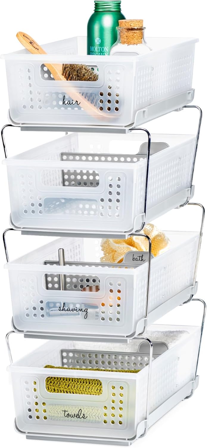 madesmart 2 Tier Organizer, Under Cabinet Storage with Pull Out Sliding Drawe...
