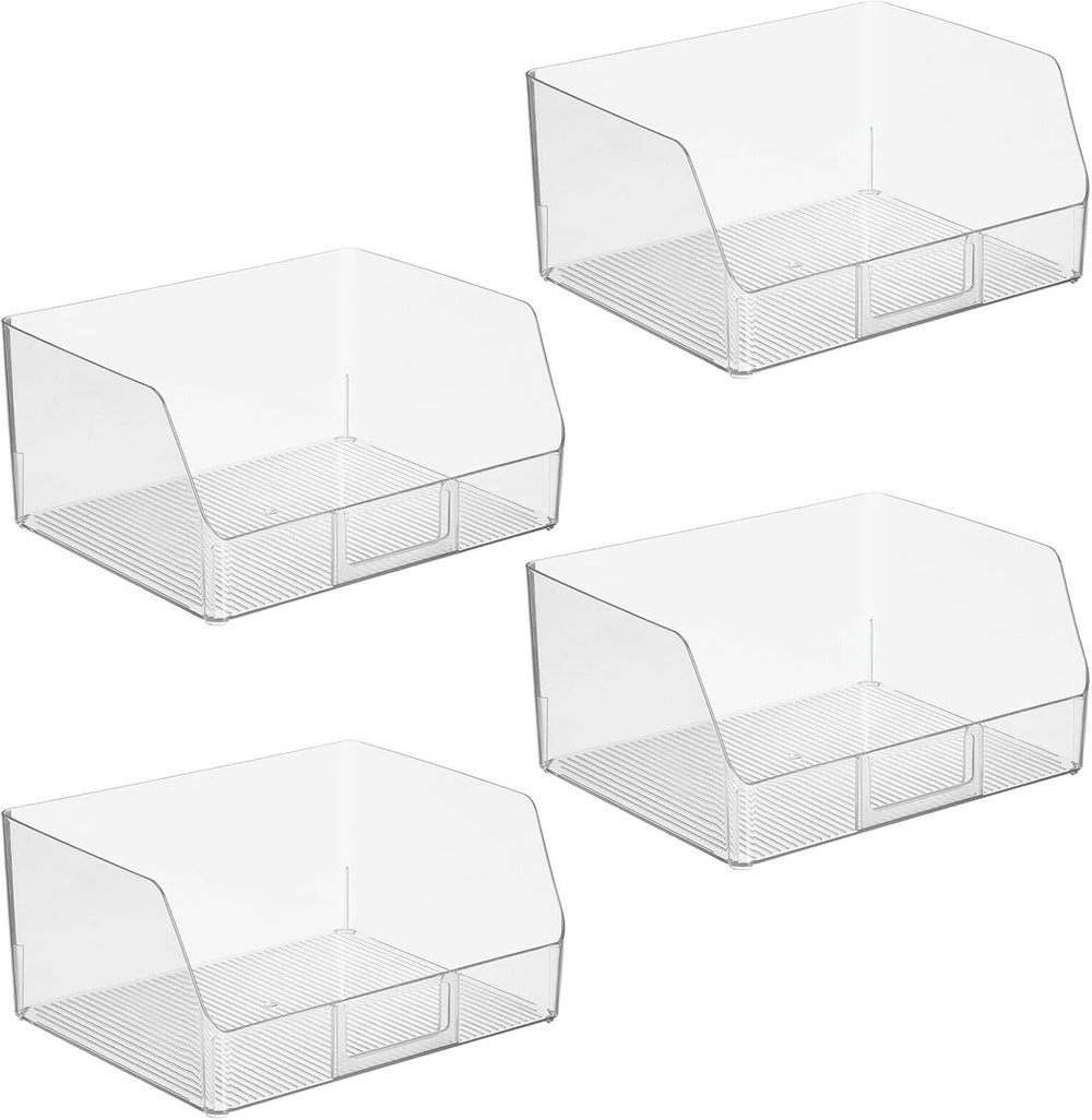 mDesign Wide Plastic Kitchen Food Storage Organizer Bin Basket with Open Fron...