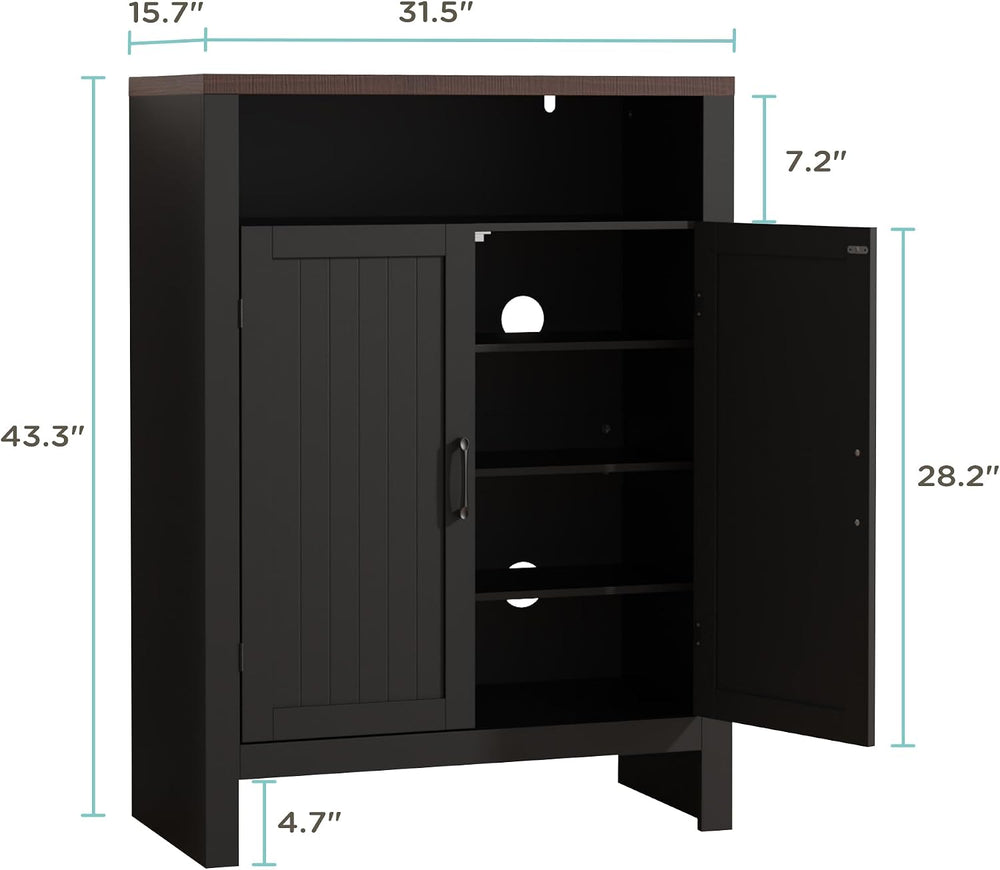 MHOM Farmhouse Shoe Cabinet with Doors, 5 -Tier Shoe Storage Cabinet with Adj...
