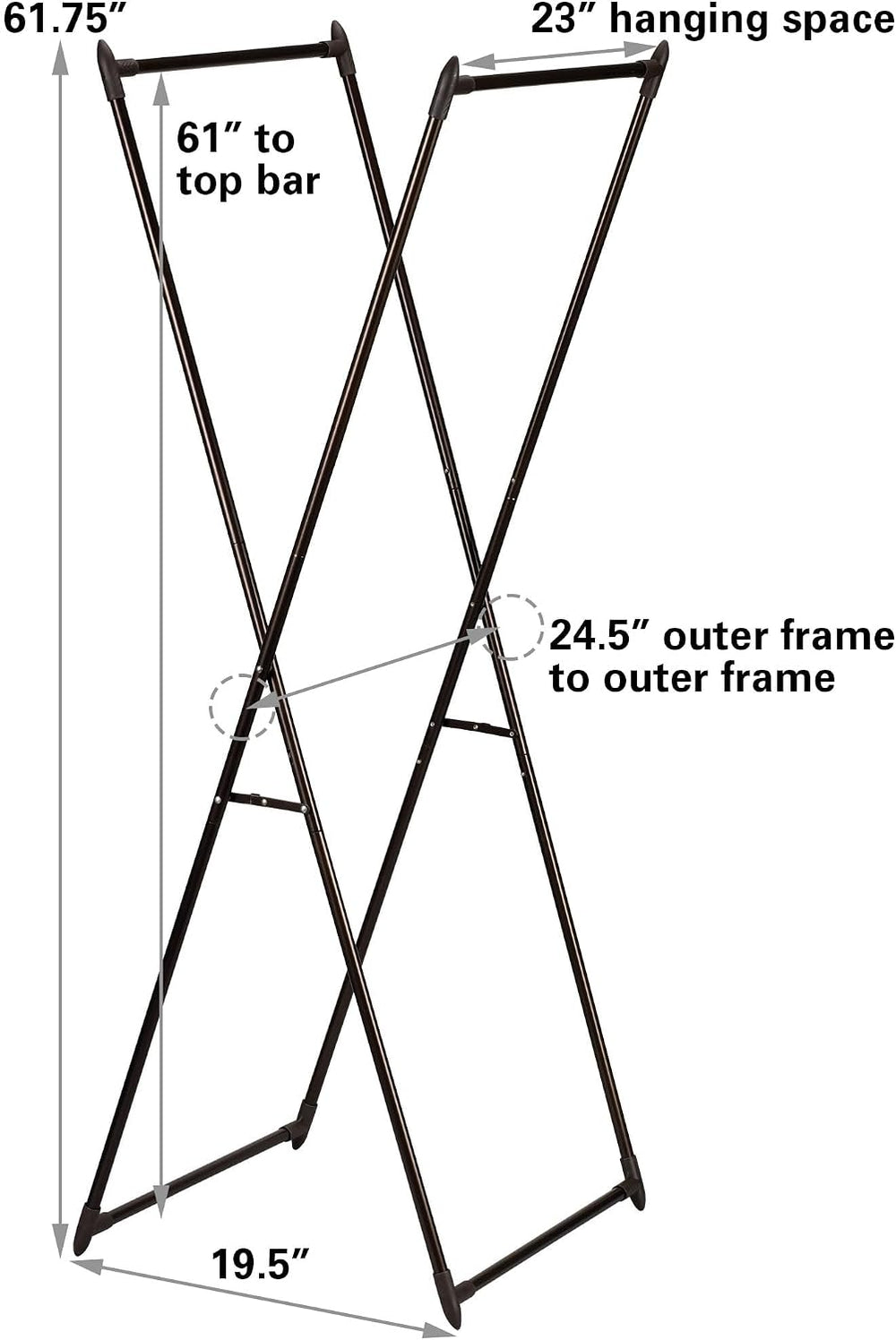 Household Essentials Valet Folding Clothes Rack, Strong Metal X-Frame, Chic D...